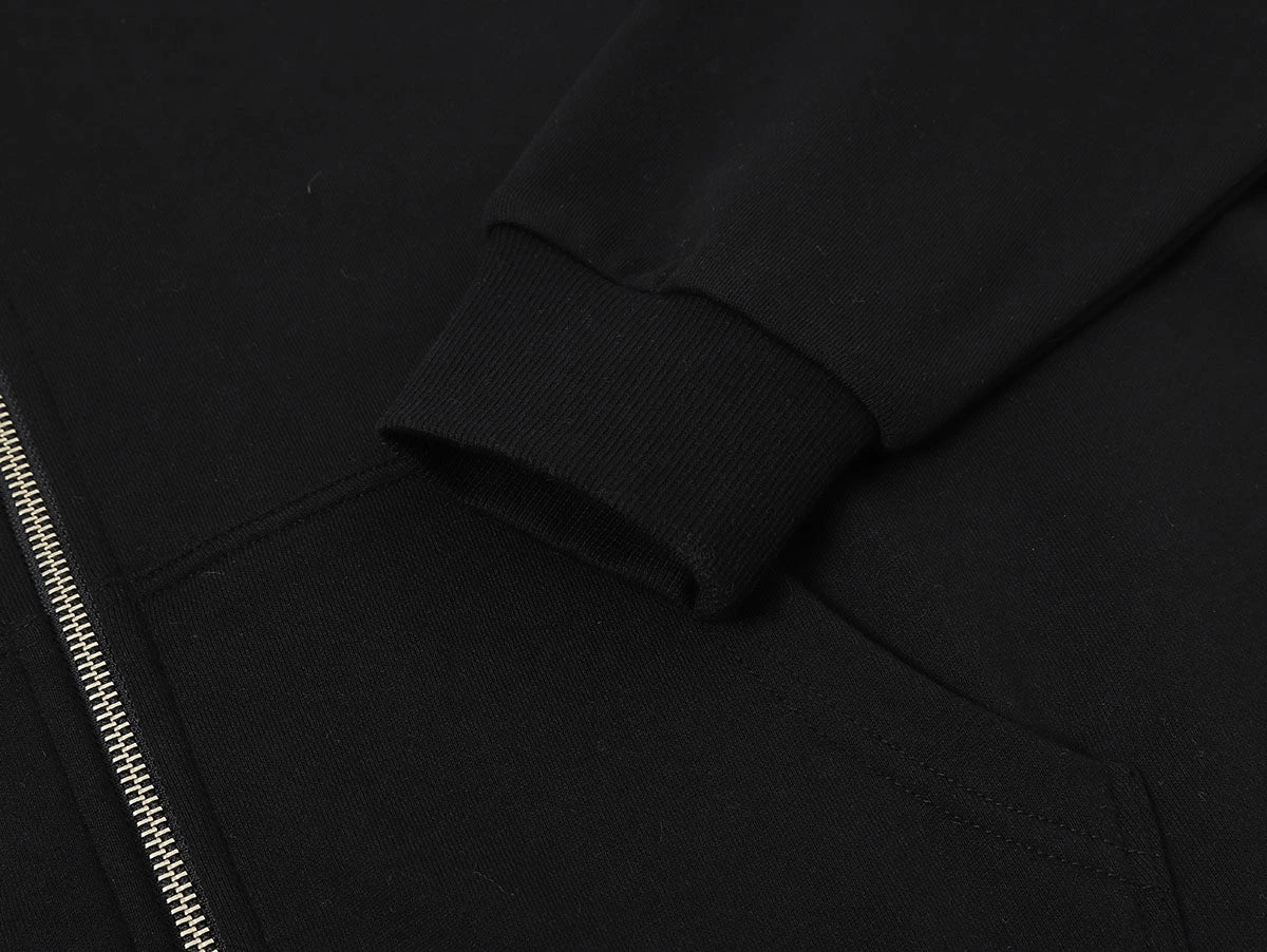 360 GSM 100% COTTON BOXY CROPPED 'BLACK' ZIP-UP HOODIE - Image 5