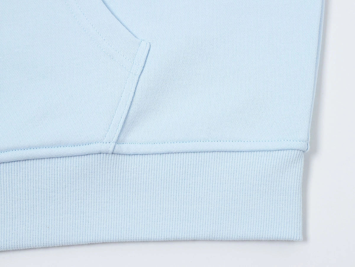 360 GSM 100% COTTON BOXY CROPPED 'PURE BLUE' ZIP-UP HOODIE - Image 5