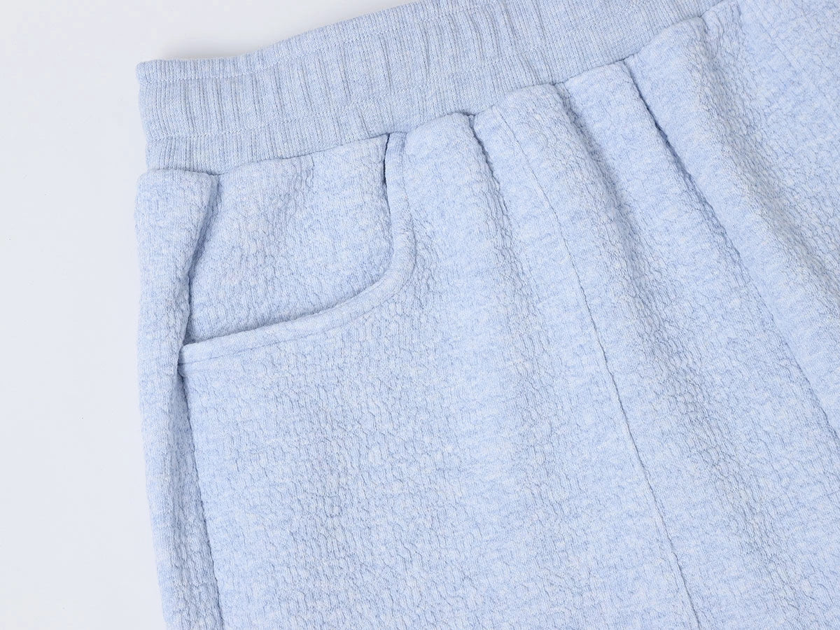 380 GSM COZY BAGGY BUBBLE 'LIGHT BLUE' STRAIGHT PANTS - Image 3