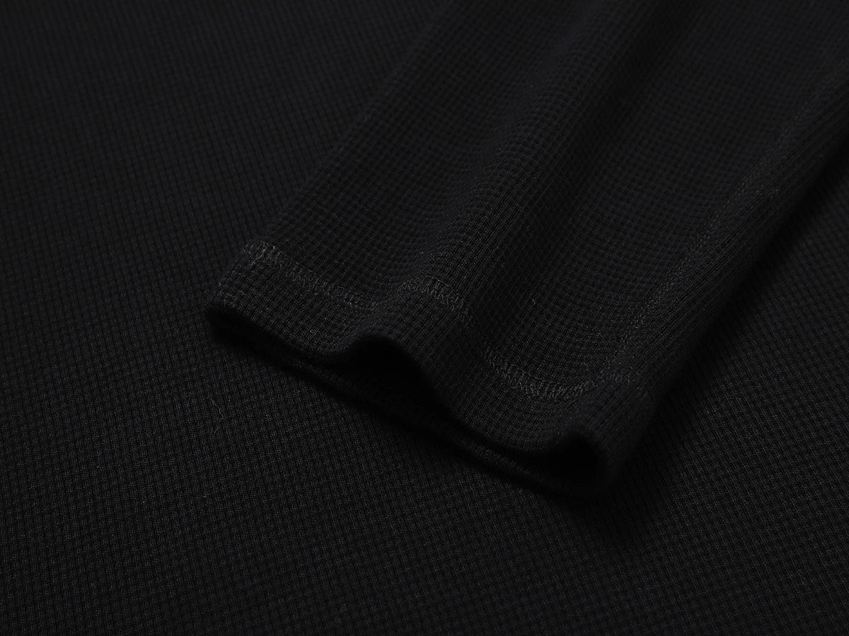 380 GSM WAFFLE WEAVE 'BLACK' LONG SLEEVE - Image 4