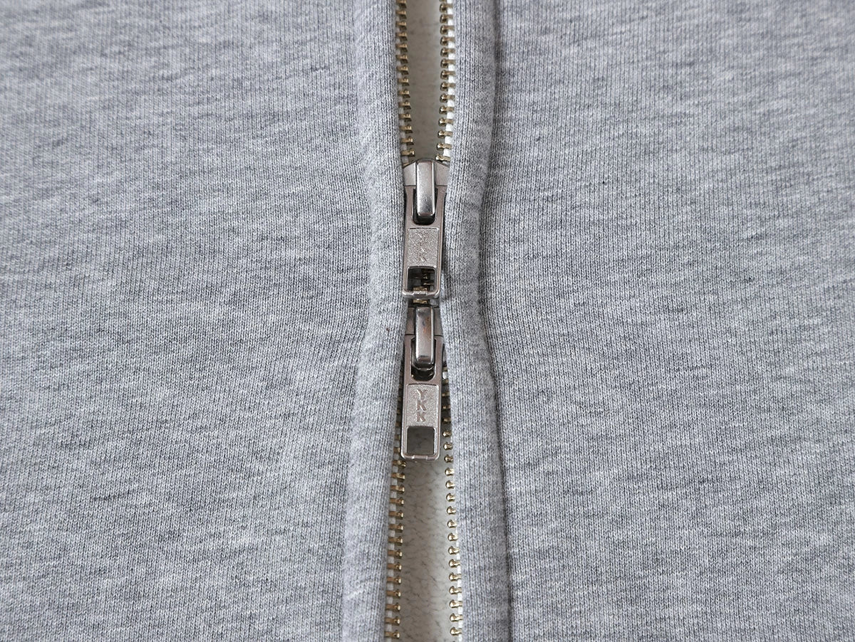 480 GSM FLEECE CROPPED FIT 'FLOWER GRAY' ZIP-UP HOODIE - Image 3