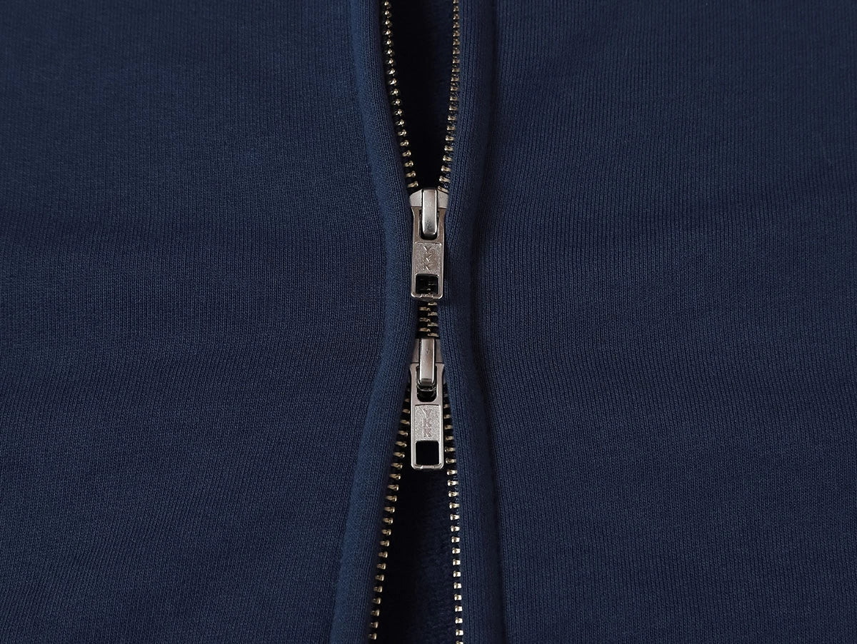 480 GSM FLEECE CROPPED FIT 'NAVY BLUE' ZIP-UP HOODIE - Image 4
