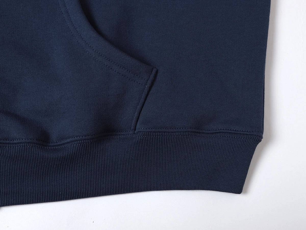 480 GSM FLEECE CROPPED FIT 'NAVY BLUE' ZIP-UP HOODIE - Image 6