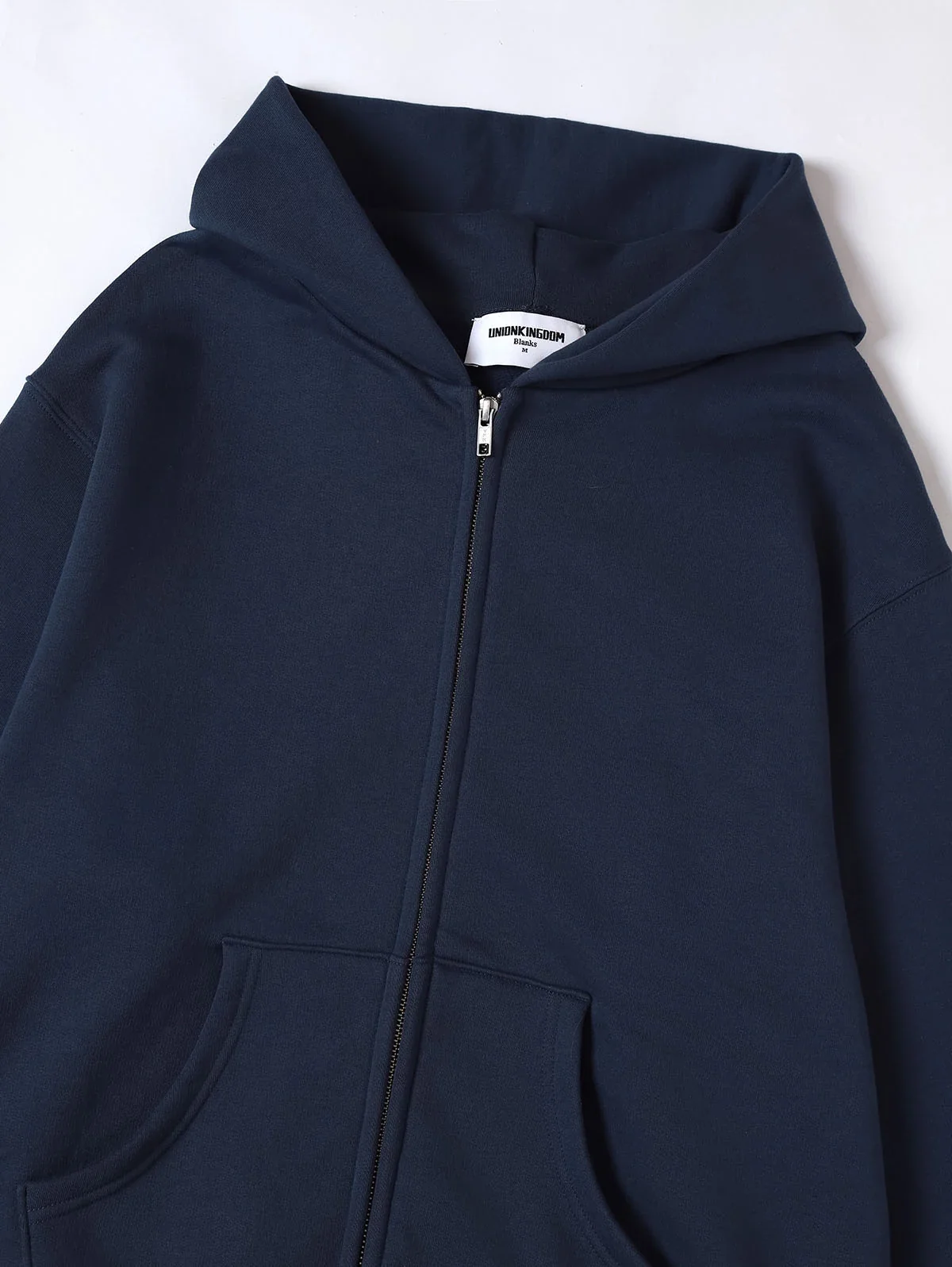 480 GSM FLEECE CROPPED FIT 'NAVY BLUE' ZIP-UP HOODIE - Image 7