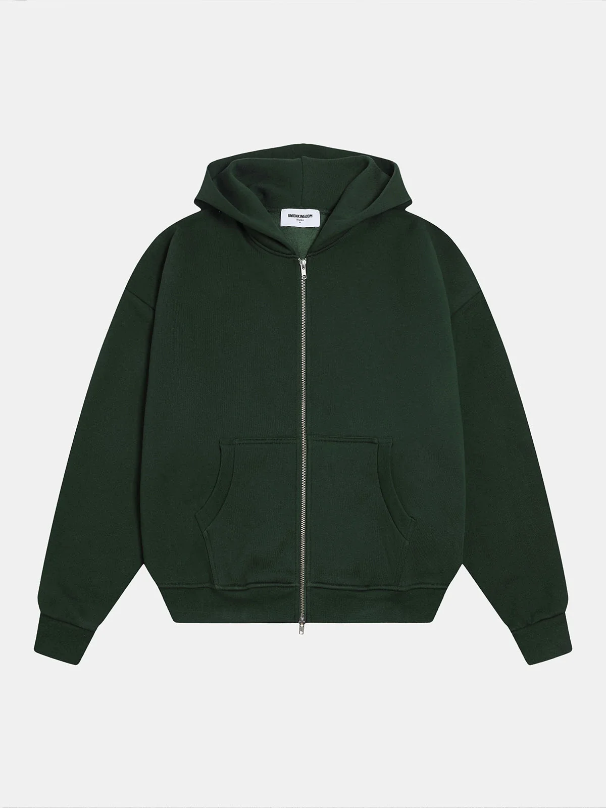 520 GSM BOXY CROPPED FIT ' DARK GREEN' ZIP-UP HOODIE