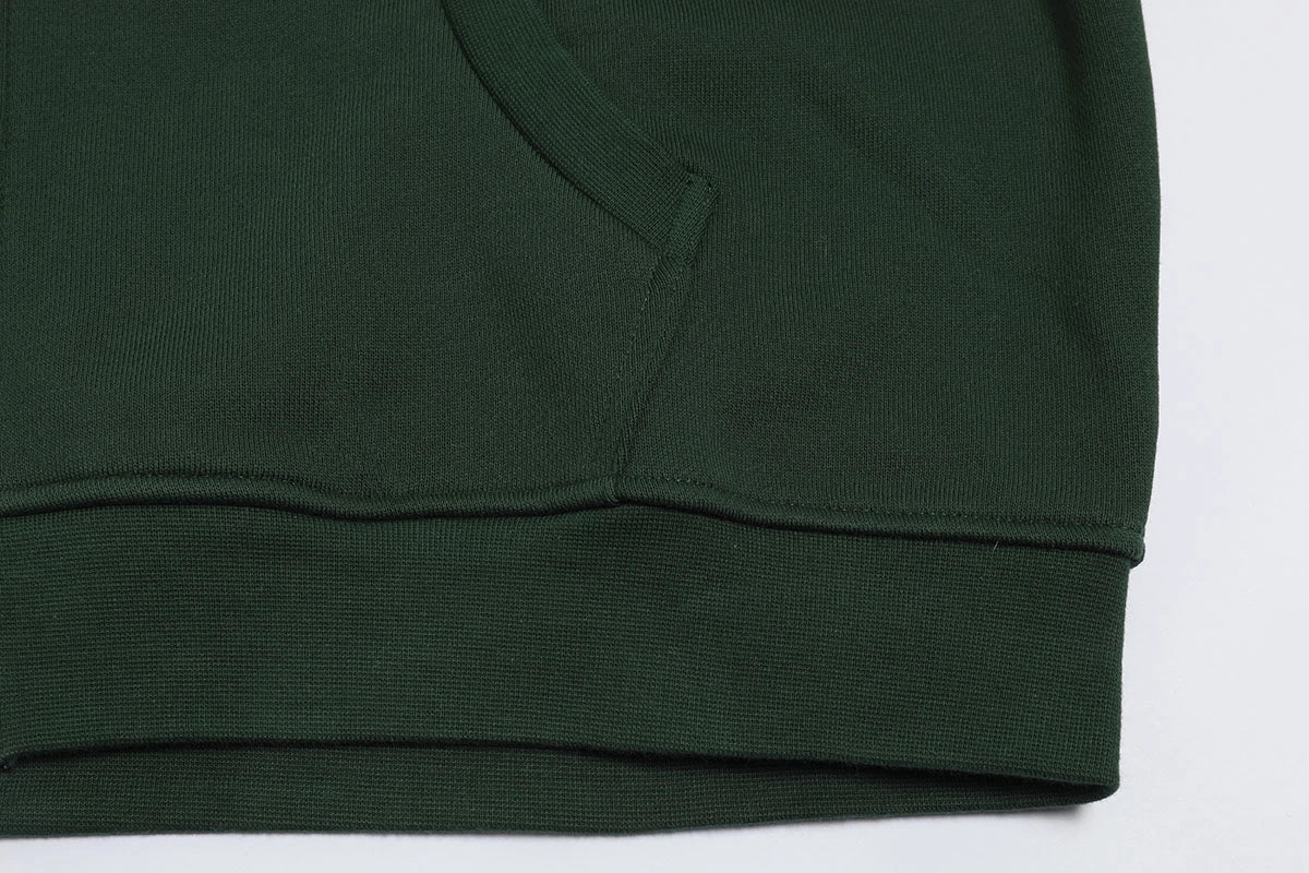 520 GSM BOXY CROPPED FIT ' DARK GREEN' ZIP-UP HOODIE - Image 5