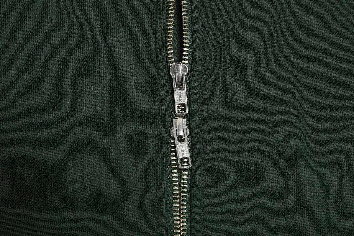 520 GSM BOXY CROPPED FIT ' DARK GREEN' ZIP-UP HOODIE - Image 6