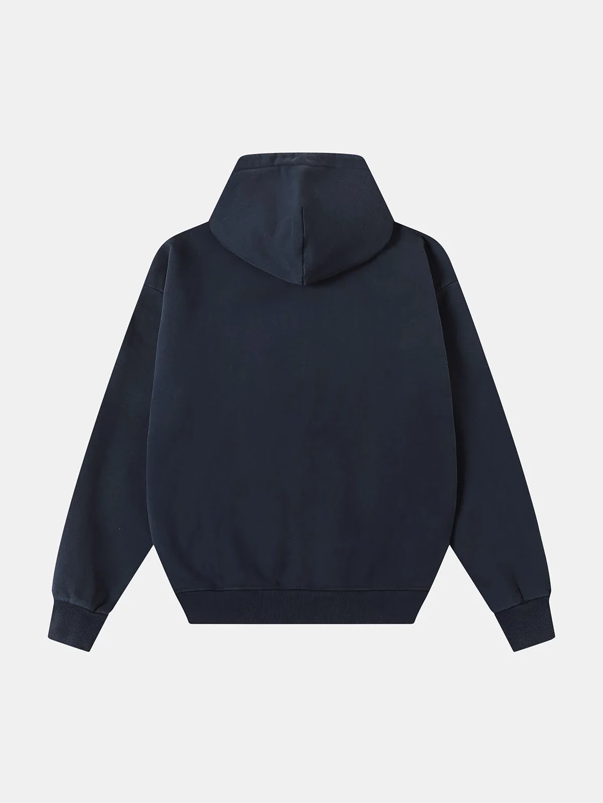 550 GSM CROPPED FIT 'WASHED NAVY BLUE' ZIP-UP HOODIE - Image 2
