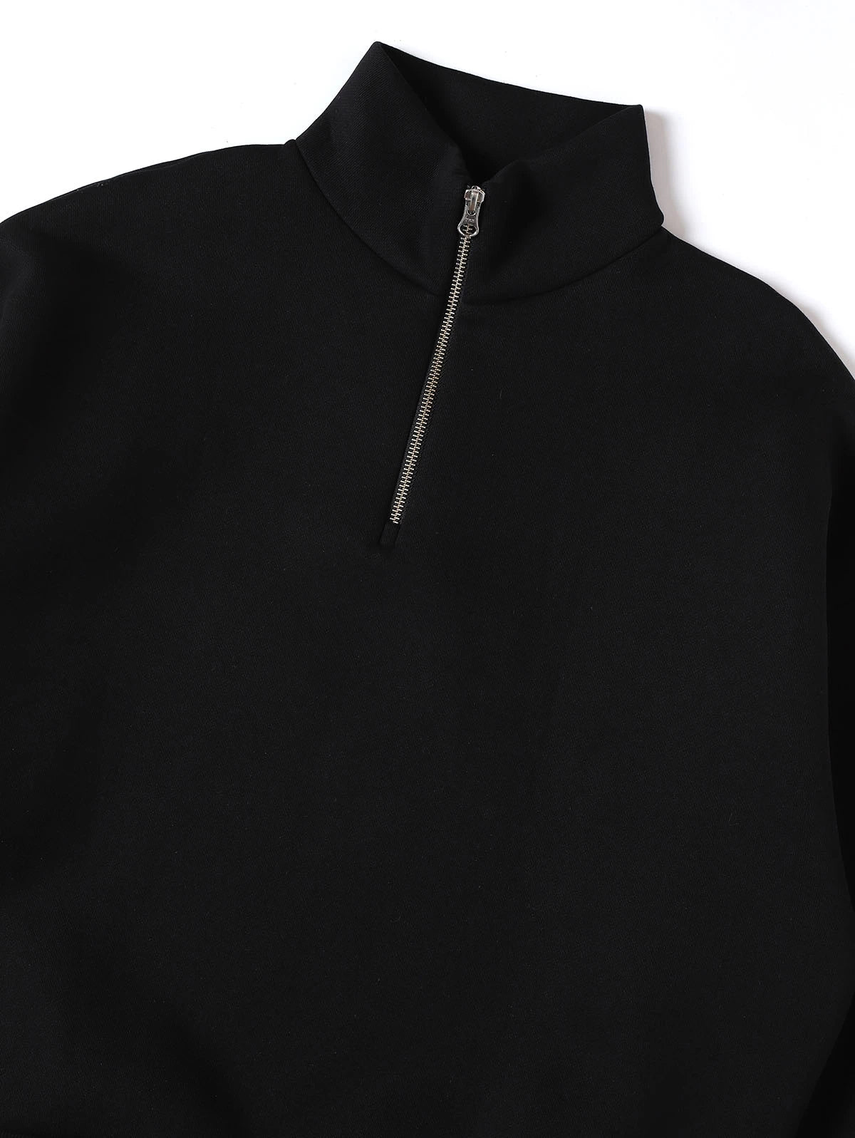 630 GSM BOXY CROPPED FIT QUARTER-ZIP 'BLACK’ SWEATER - Image 3