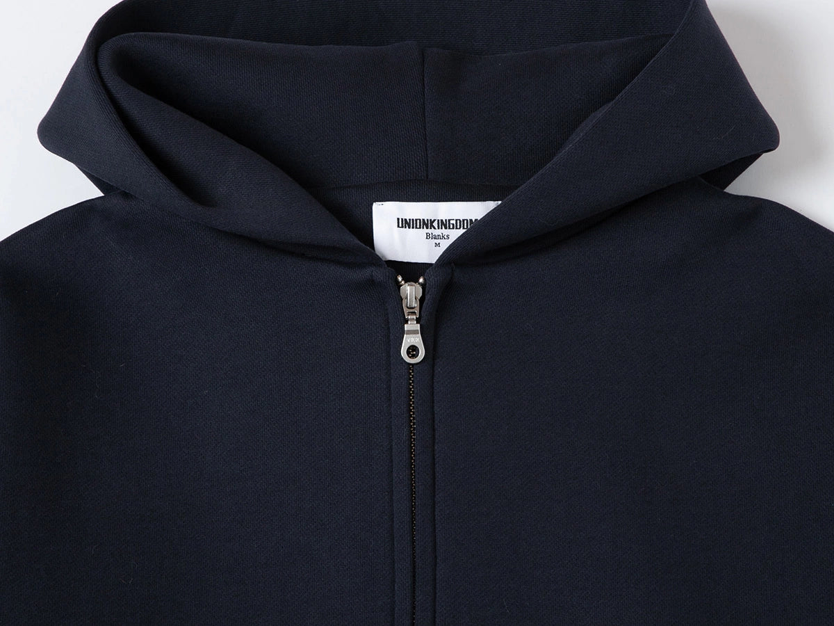 630 GSM BOXY CROPPED FIT 'NAVY BLUE' ZIP-UP HOODIE - Image 3
